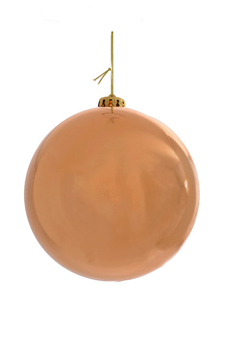 150Mm Shiny Plastic Ball Ornament Light Brown