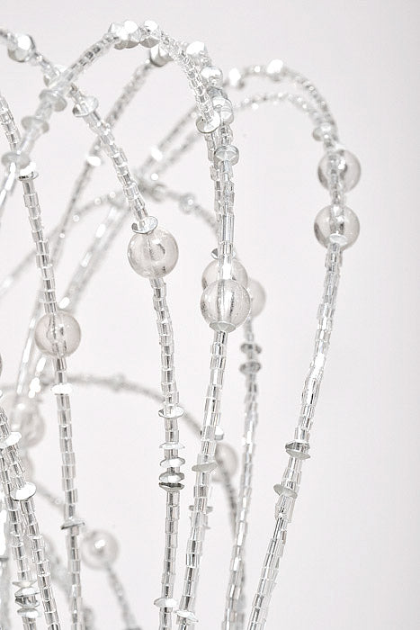 20" Beaded Jewel Flower Burst Stem Silver