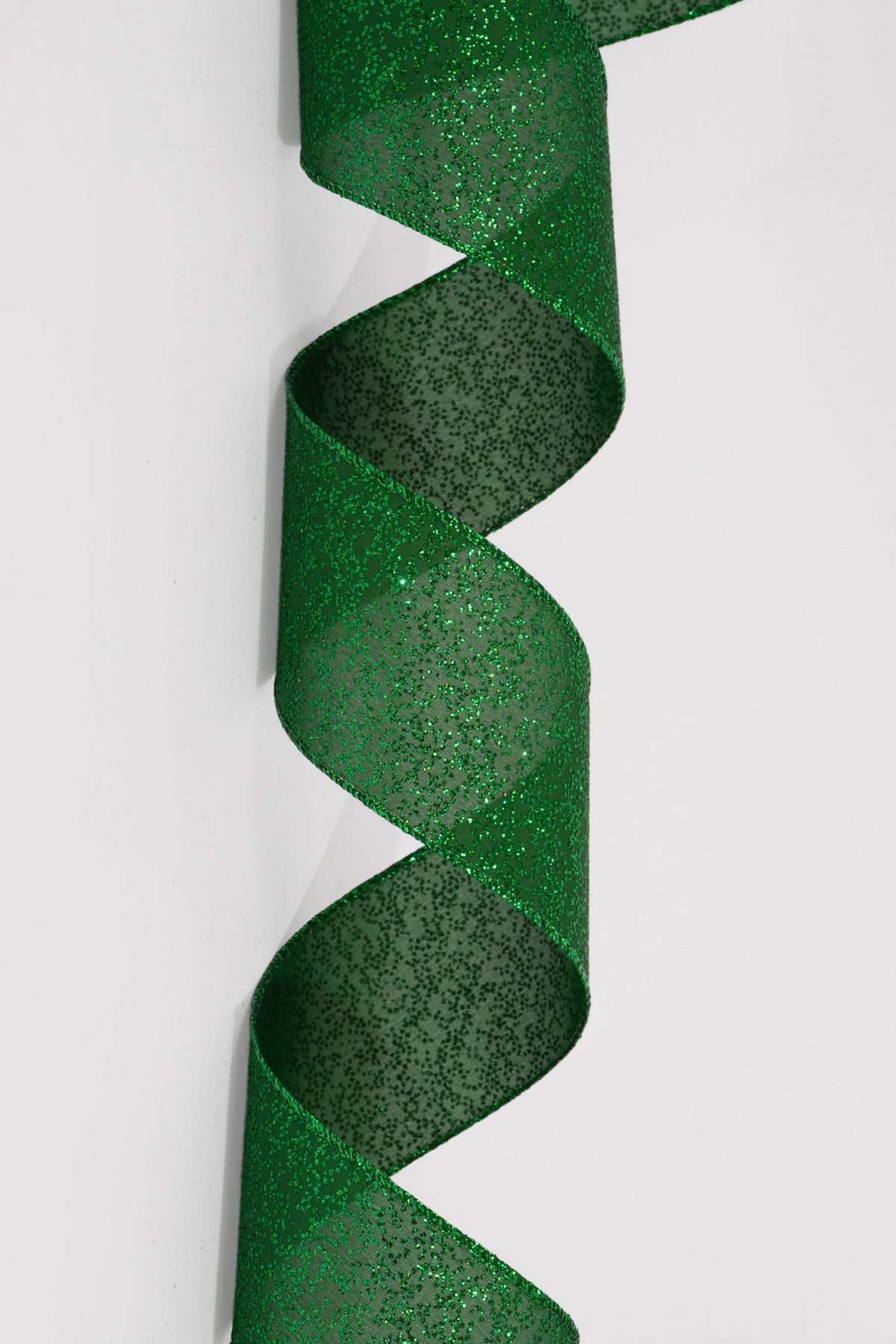 2.5" X 50Yds Glittered Satin Ribbon Emerald/Green