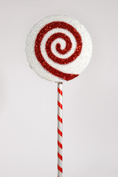 36" Tinsel Glitter spiral Foam Lollipop Red/White