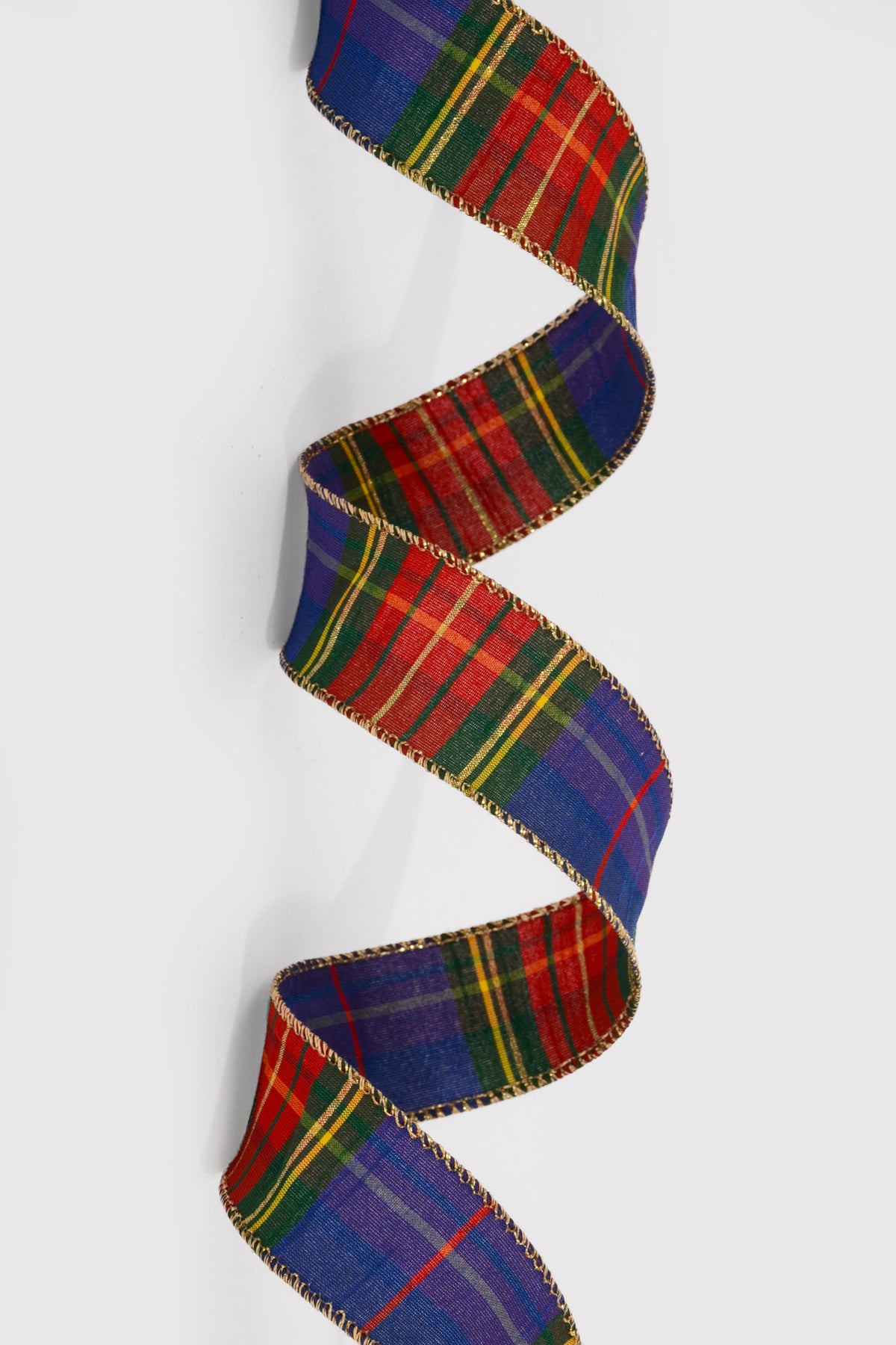 1.5" X 10Yds Wired Faux Dupioni Plaid Ribbon Royal Blue-Green-Red-Yellow