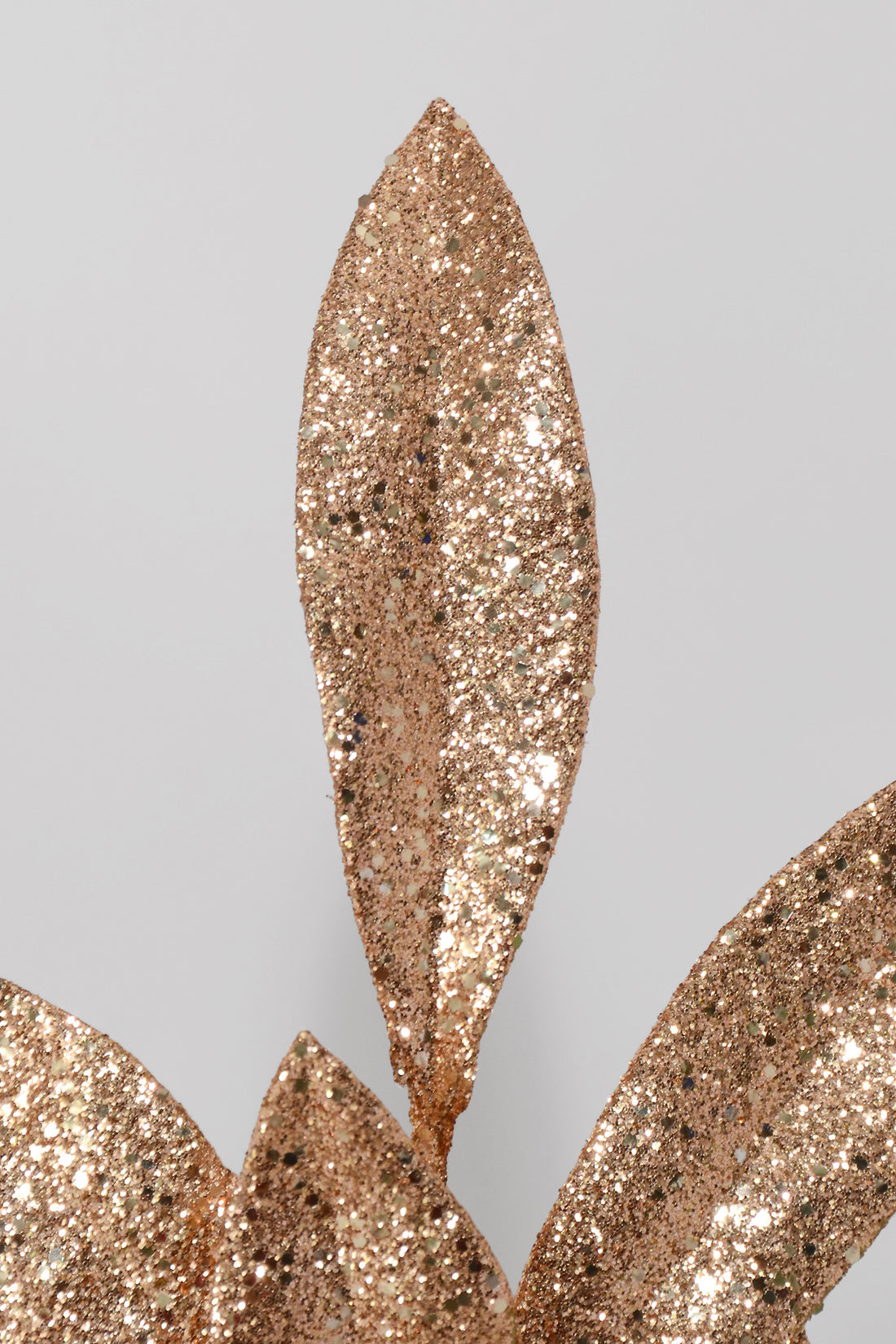 21" Glittered Bay Leaf Spray Rose Gold