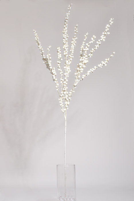 40" Metallic Spike Berry Spray Pearl White