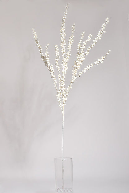 40" Metallic Spike Berry Spray Pearl White