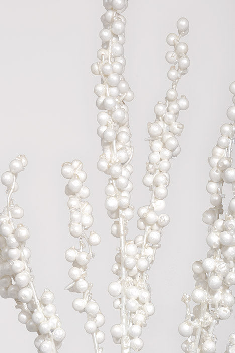 40" Metallic Spike Berry Spray Pearl White