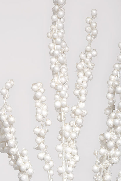 40" Metallic Spike Berry Spray Pearl White