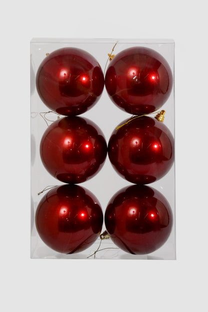 100MM Ornament Ball Bx/6 Burgundy