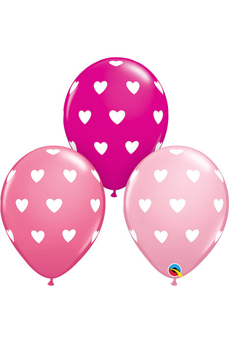 11" Round Latex Big Heart Balloon Pink Assorted Pkg/50