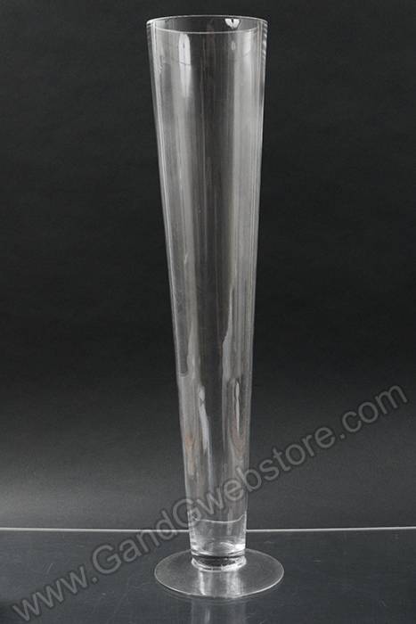 6.25&quot; X 30.5&quot; Glass Fluted Vase Clear