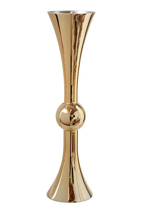 7.5" X 29.5" Reversible Glass Vase Gold