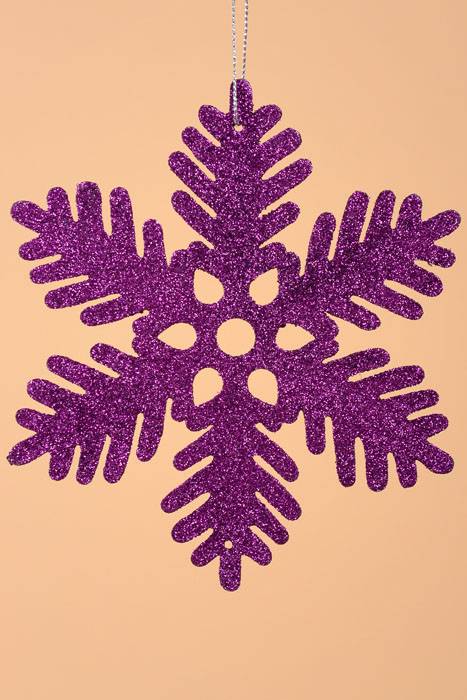 4" Glitter Snow Flake Ornament Purple Pkg/12
