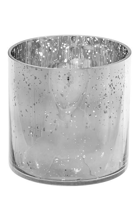 6" X 6" Cylinder Glass Vase Mercury Silver