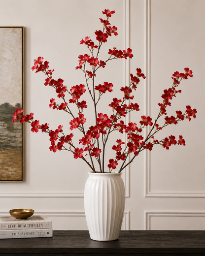 40" Velvet Dogwood Spray Red