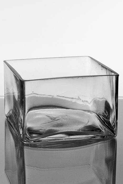 6" X 6" X 4" Square Vase Clear
