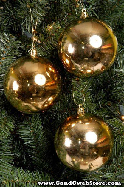 100mm Shiny Plastic Ball Gold Box/6