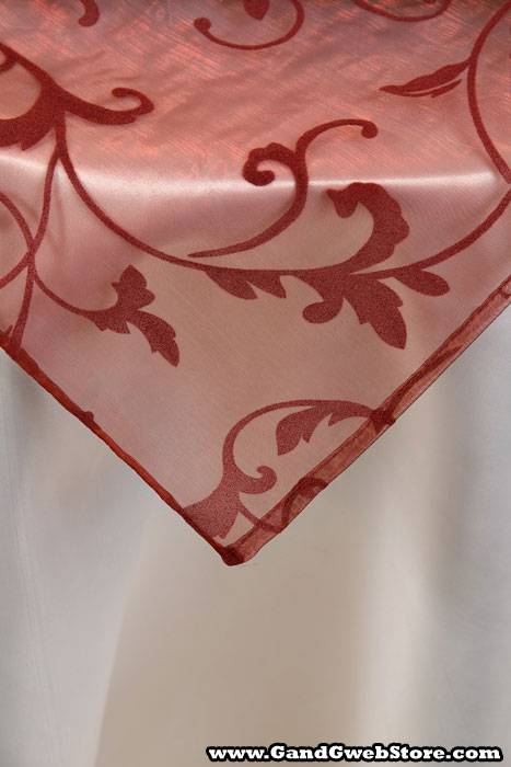 54" X 3yds Sheer/flocked Damask Sheet Burgundy