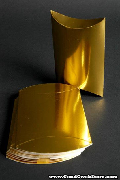 4" X 3.75" X 1-3/16"  Pillow Box Gold Pkg/12