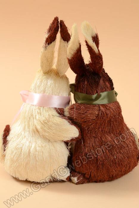 10.5" Sisal Bunny Couple Cream/brown