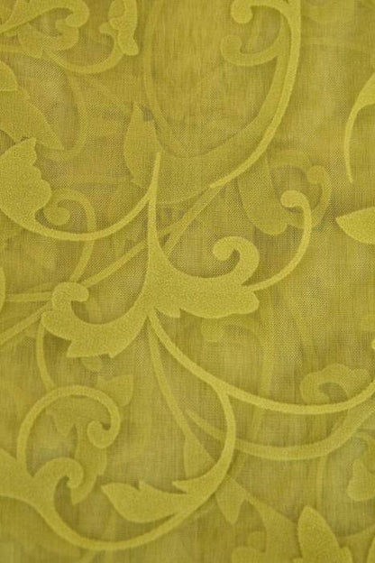54" X 3yds Sheer/flocked Damask Sheet Olive