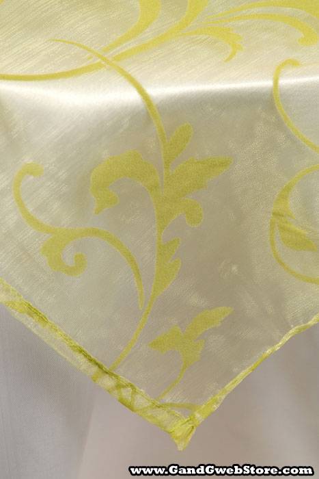 54" X 3yds Sheer/flocked Damask Sheet Olive