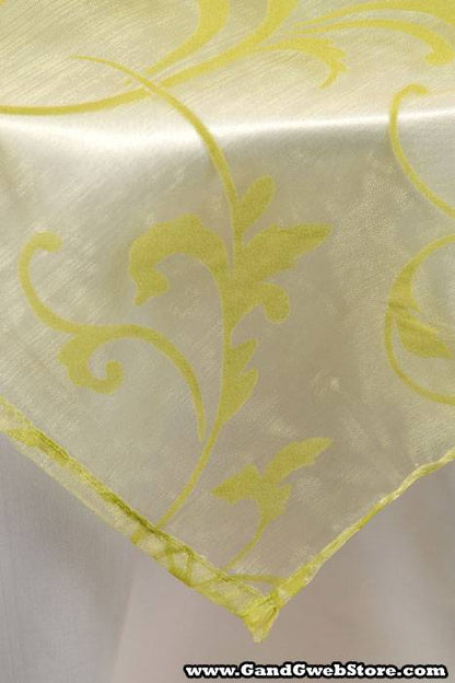 54" X 3yds Sheer/flocked Damask Sheet Olive