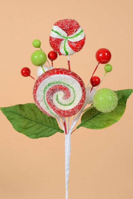 7.5&quot; Sugar Lollipop Mix Pick Red/green/white (Pkg/12)