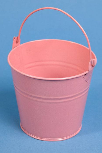 4" X 4.25" Round Metal Bucket W/handle Pink