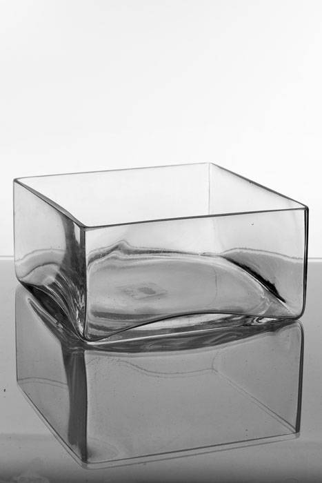 8" X 8" X 4" Square Glass Vase Clear