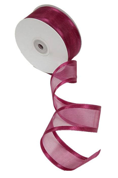 Wired Sheer Ribbon W/satin Edge Burgundy 