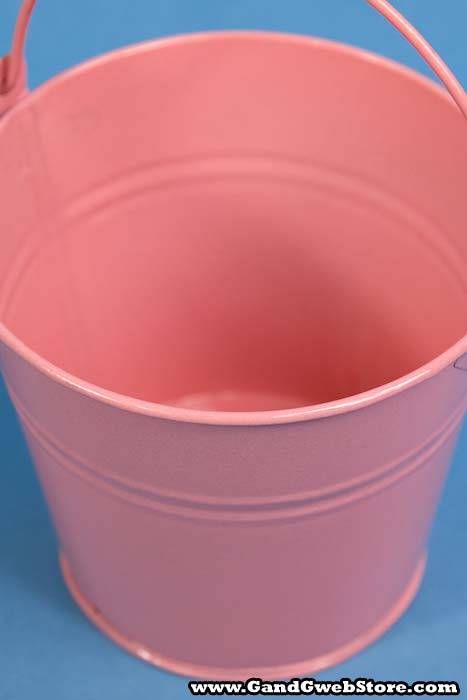 4" X 4.25" Round Metal Bucket W/handle Pink