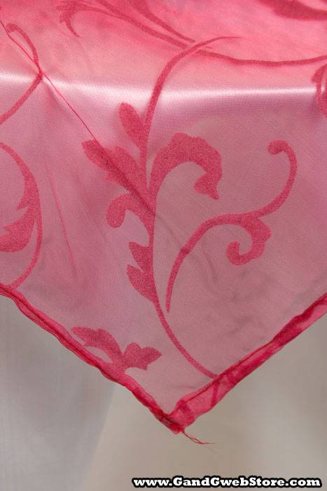 54" X 3yds Sheer/flocked Damask Sheet Fuchsia