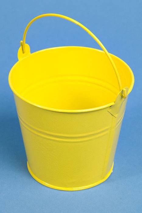4" X 4.25" Round Metal Bucket W/handle Yellow