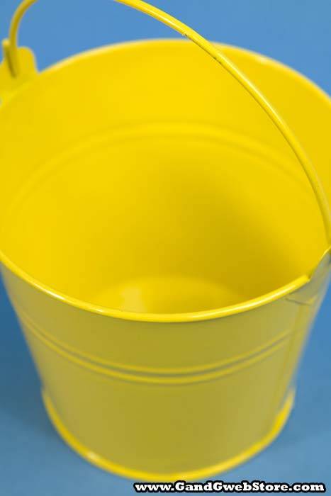 4" X 4.25" Round Metal Bucket W/handle Yellow