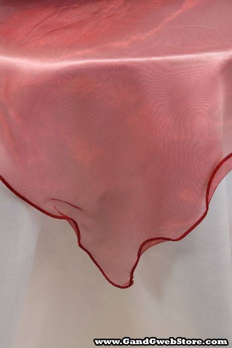 80" X 80" Square Organza Table Cover W/ruffle Edge Burgundy