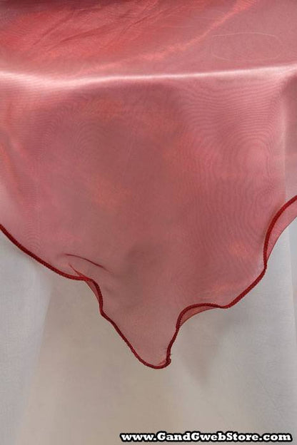 80" X 80" Square Organza Table Cover W/ruffle Edge Burgundy