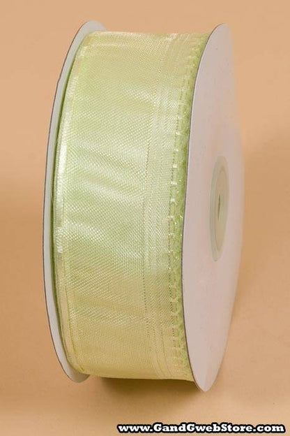 1.5" X 25yds Side Pull Bow W/white Trim Mint