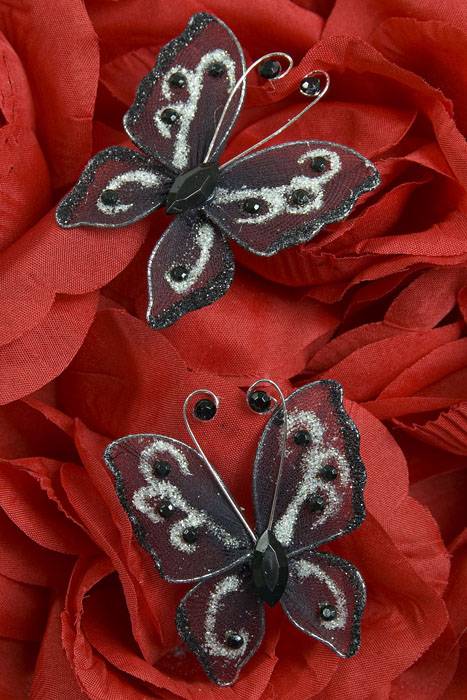 2.25" Wired Decorated Butterfly Black Pkg/20