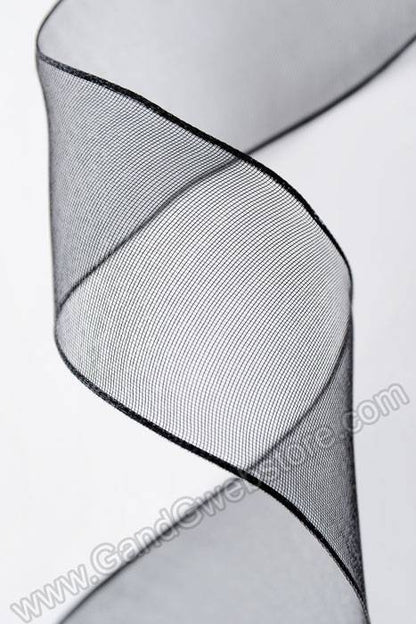 1.5" X 25yds Encore Wired Ribbon Black
