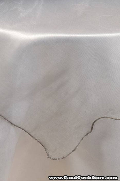 80" X 80" Square Organza Table Cover W/ruffle Edge Silver