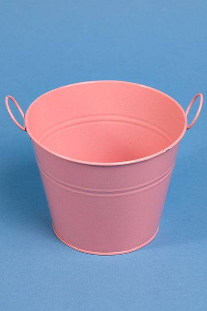 4.5" X 5.75" Round Metal Bucket Pink