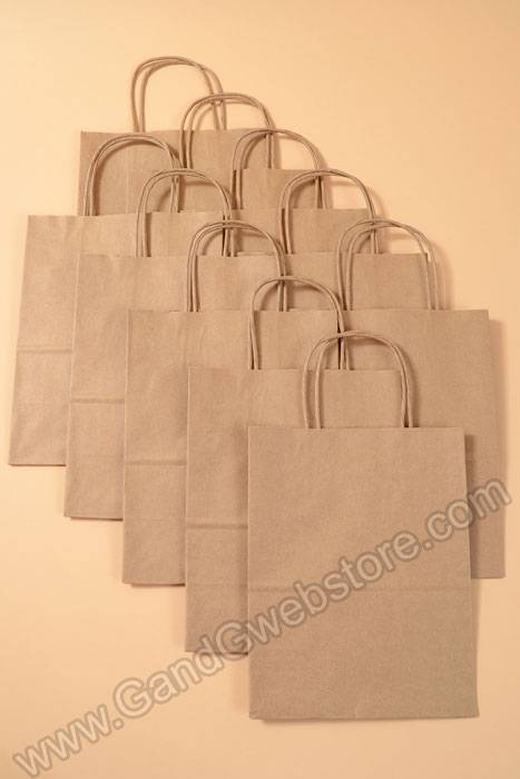 8" X 5" X 10" Cub Kraft Shopping Bag Natural Pkg/10