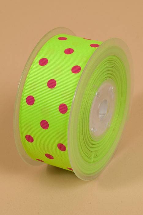 1-1/2" X 17yds Grosgrain Key Lime/shocking Pink 