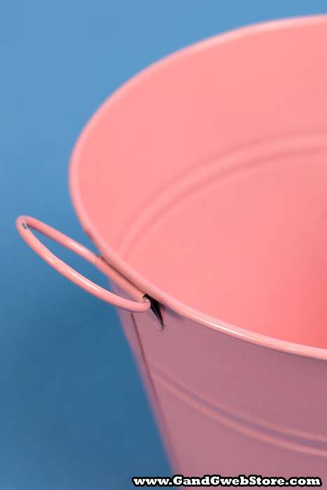 4.5" X 5.75" Round Metal Bucket Pink
