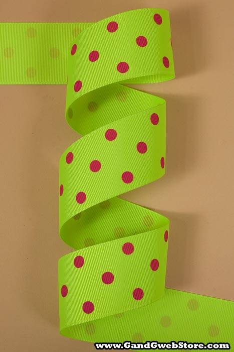 1-1/2" X 17yds Grosgrain Key Lime/shocking Pink 