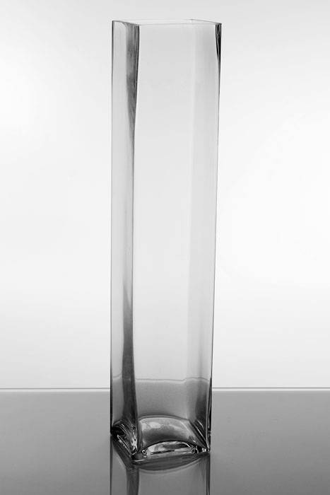 4" X 4" X 20" Square Glass Vase Clear