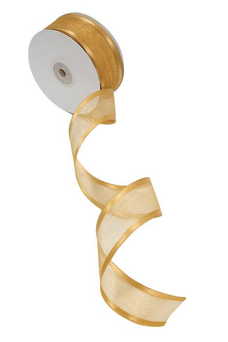 Wired Sheer Ribbon W/satin Edge Gold 