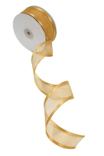 Wired Sheer Ribbon W/satin Edge Gold 