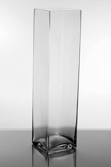5" X 5" X 20" Square Glass Vase Clear