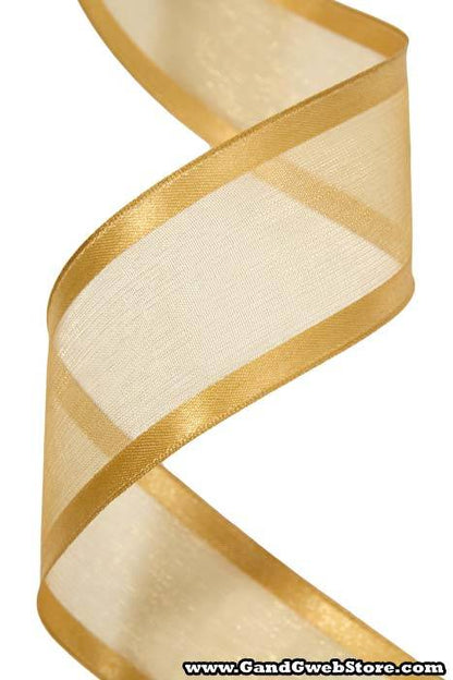 Wired Sheer Ribbon W/satin Edge Gold 
