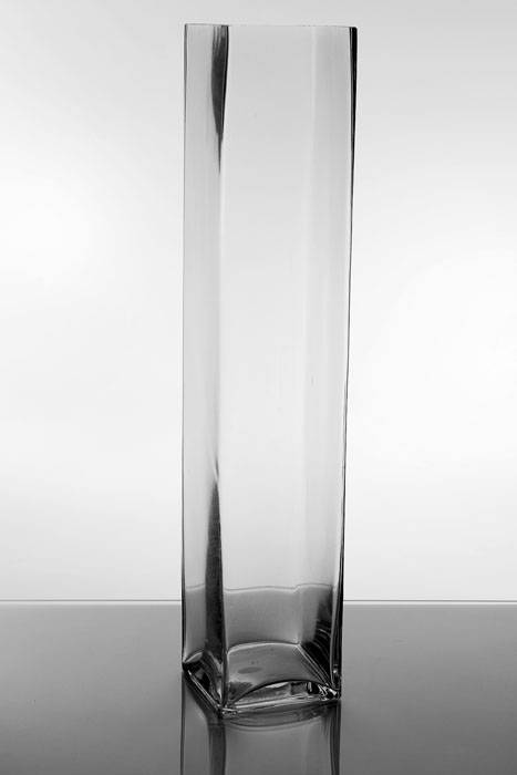 5" X 5" X 24" Square Glass Vase Clear